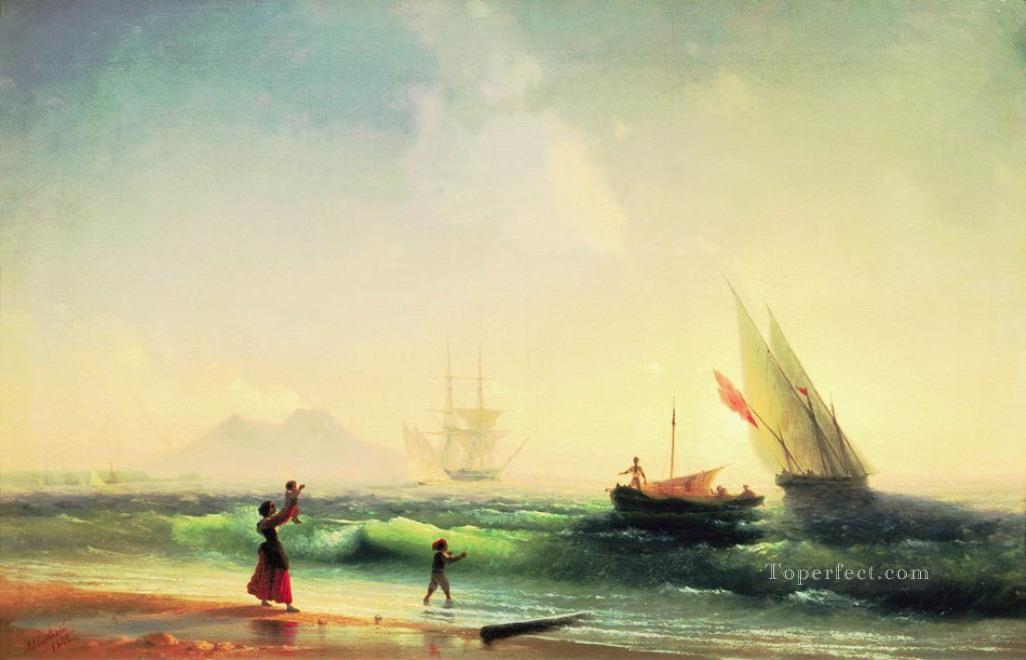 Reunión de pescadores en la costa de la bahía de Nápoles Ivan Aivazovsky Pintura al óleo